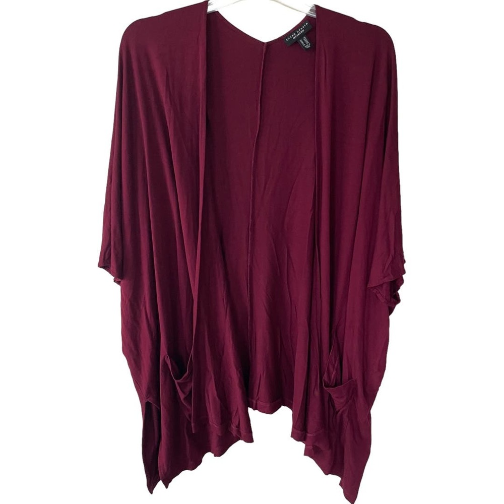 Susan Graver Weekend Size 2X Burgundy Super Stretchy Open Cardigan